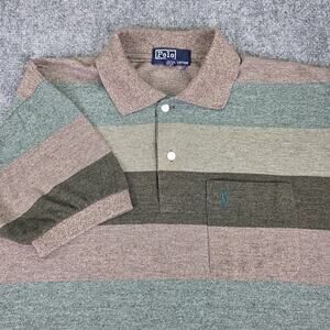 Vintage Polo Ralph Lauren Shirt Mens Large Multicolor Stripe Pocket Polo Knit